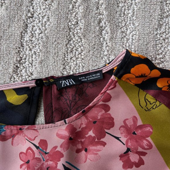 ZARA Patchwork Satin Dress EUC - Picture 6 of 16